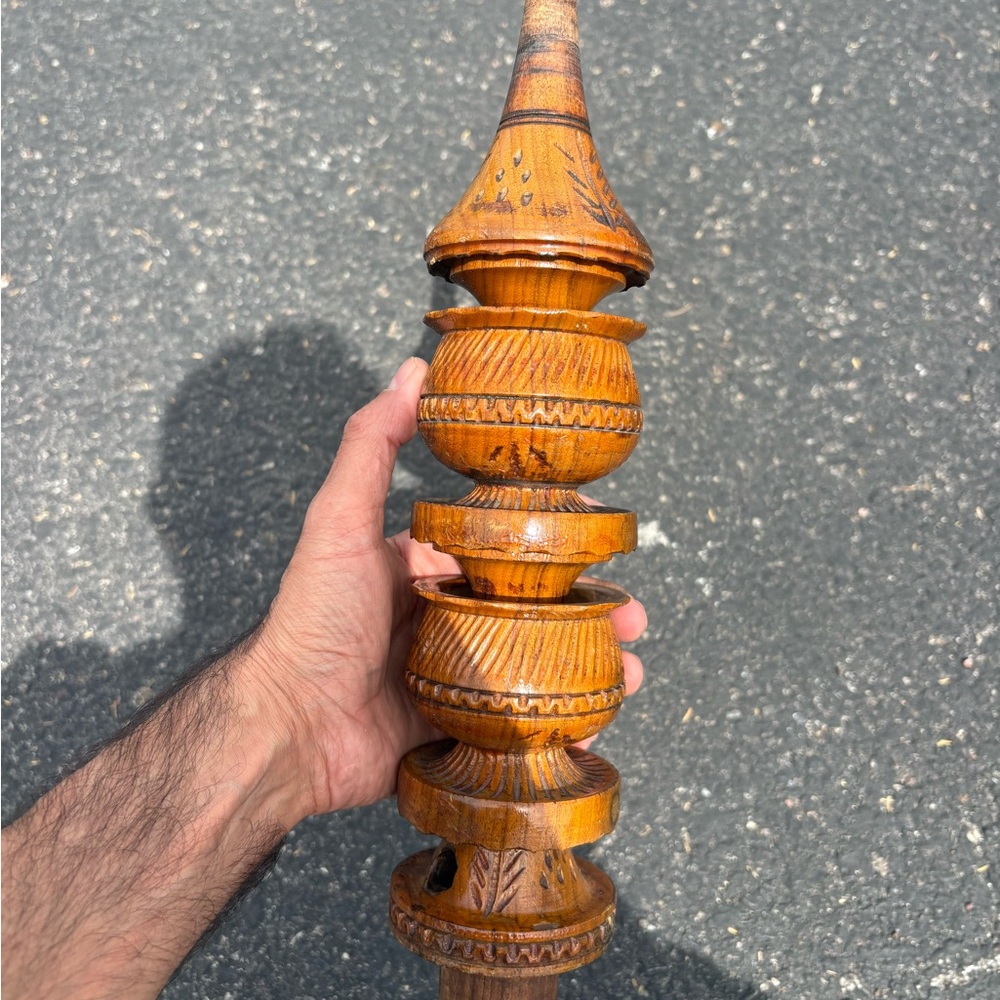 1970 Persian hand carved wooden steam pipe